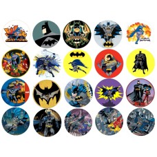 TBAT Set 20 cake toppers din vafa Batman d5cm gata decupate